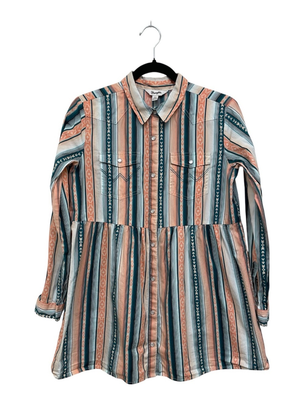 Wrangler Serape Pink Striped Long Sleeve Shirt Girls Dress  - XXL